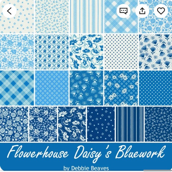 Daisy's Bluework Robert Kaufman layer cake plus 1 yard of fabric. - Picture 1 of 5